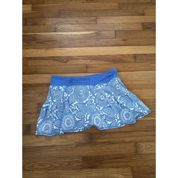 Lululemon Run: In The Sun Skirt skort Beachy Floral Porcelaine Blue Size 8 - Picture 3 of 6